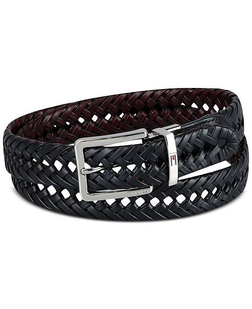 Tommy Hilfiger Men's Reversible Lace Logo Belt Men's Fashion & Accessories