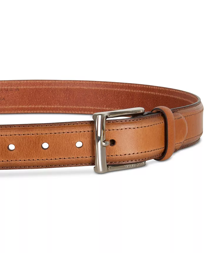 Tommy Hilfiger Men’s Stitched Classic Dress Leather Belt Men's Fashion & Accessories