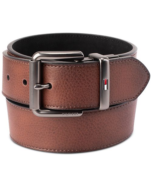 Tommy Hilfiger Men’s Two-In-One Reversible Casual Matte and Pebbled Belt Men's Fashion & Accessories