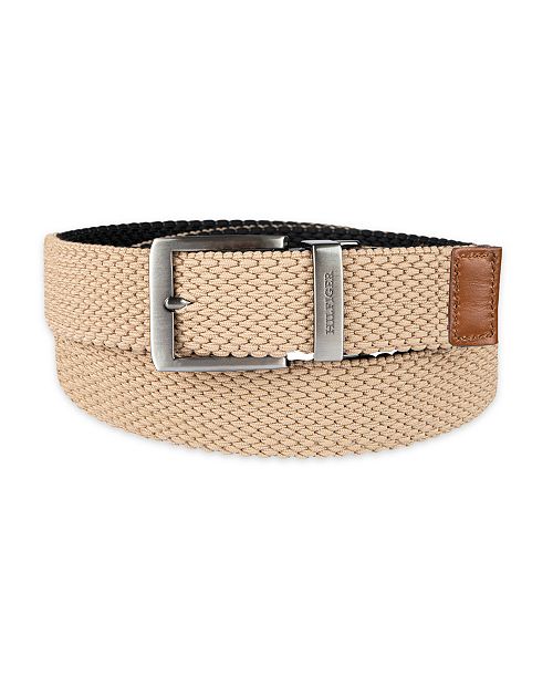 Tommy Hilfiger Men's Two-in-One Reversible Fully Adjustable Stretch Casual Cord Belt Men's Fashion & Accessories