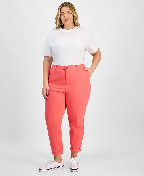 Tommy Hilfiger TH Flex Plus Size Hampton Chino Pants Women's Fashion Shoes & Accessories