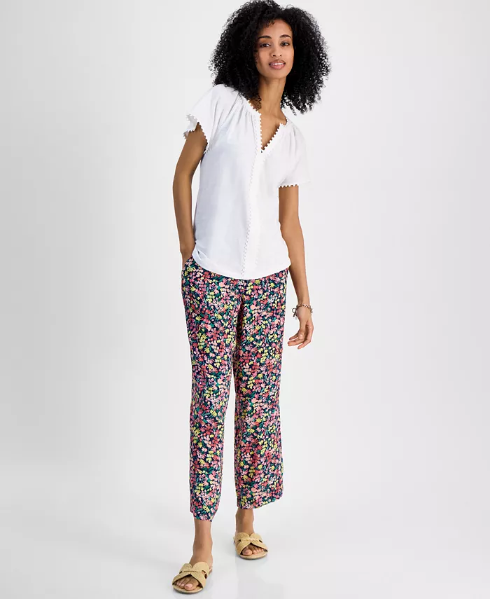 Tommy Hilfiger Women's Bubble-Trim Top Women's Fashion Shoes & Accessories