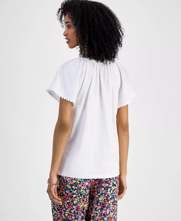 Tommy Hilfiger Women's Bubble-Trim Top Women's Fashion Shoes & Accessories