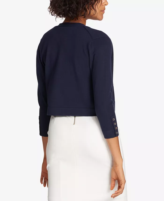Tommy Hilfiger Women's Button Sleeve 3/4 Sleeve Cardigan Women's Fashion Shoes & Accessories