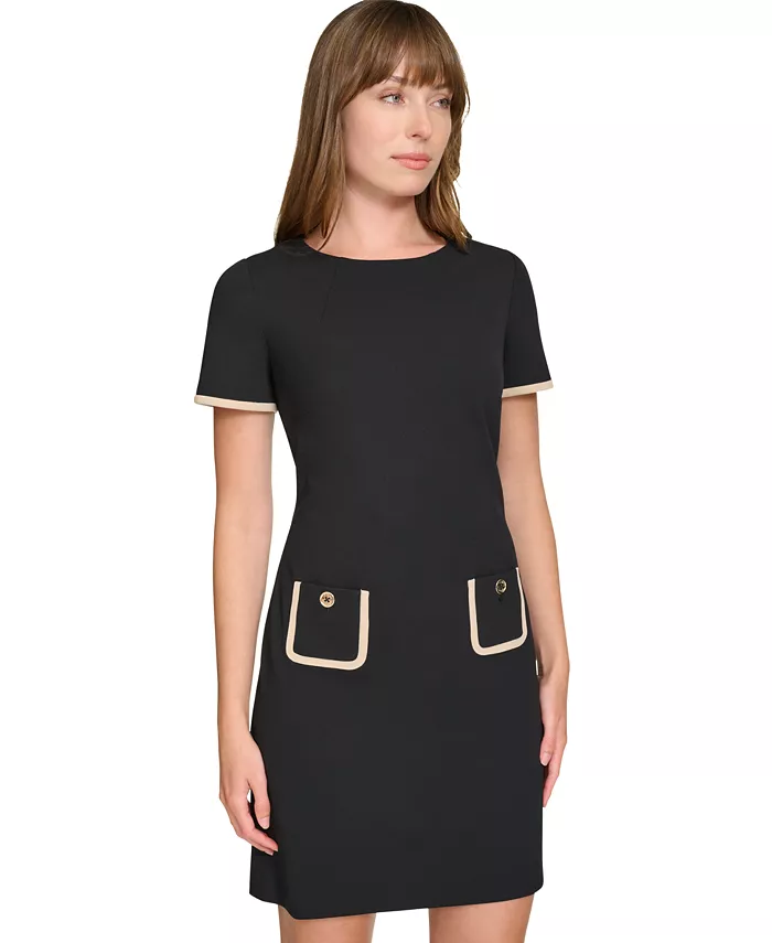 Tommy Hilfiger Women's Colorblocked Pocket Sheath Dress Women's Fashion Shoes & Accessories