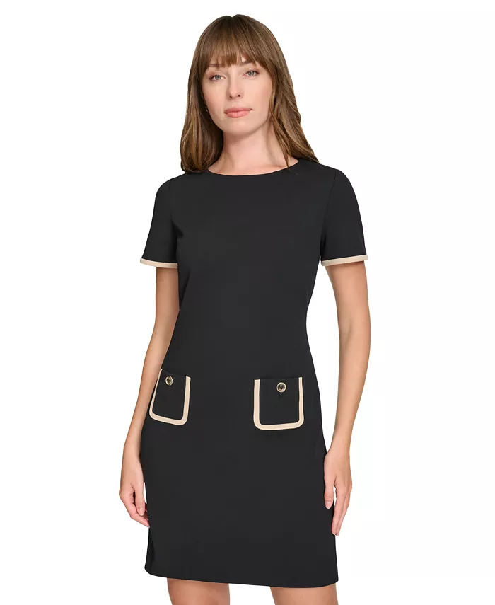 Tommy Hilfiger Women's Colorblocked Pocket Sheath Dress Women's Fashion Shoes & Accessories