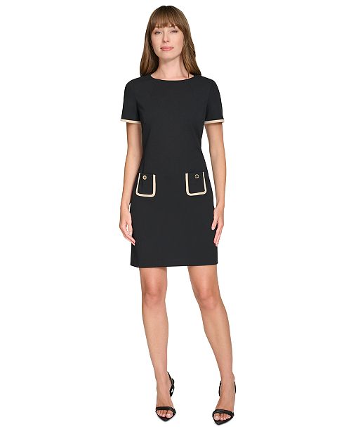 Tommy Hilfiger Women's Colorblocked Pocket Sheath Dress Women's Fashion Shoes & Accessories