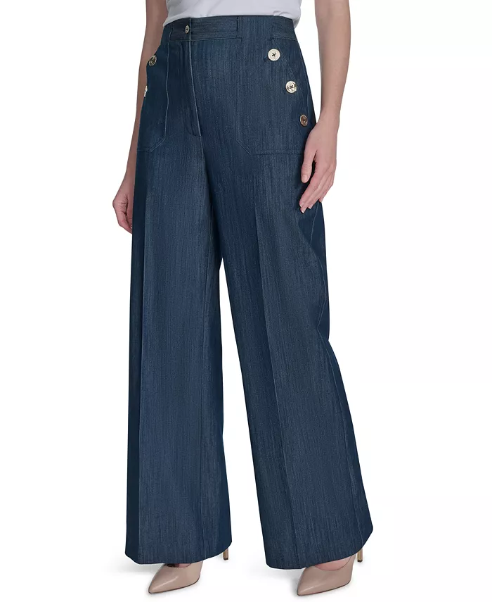 Tommy Hilfiger Women's Denim Bootcut-Leg Sailor Pants Women's Fashion Shoes & Accessories