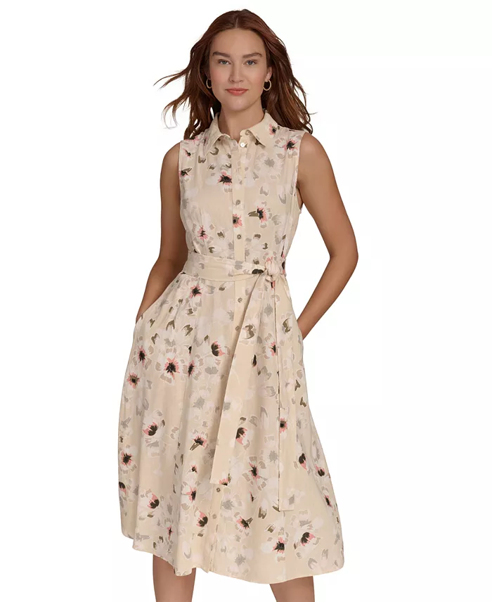 Tommy Hilfiger Women's Floral Button-Down Shirt Dress Women's Fashion Shoes & Accessories