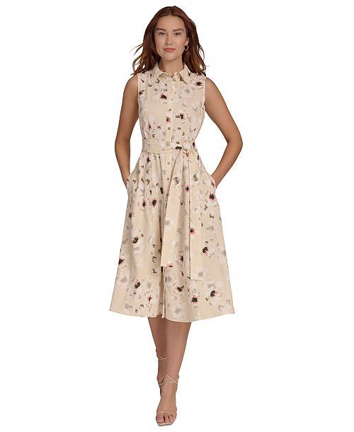 Tommy Hilfiger Women's Floral Button-Down Shirt Dress Women's Fashion Shoes & Accessories