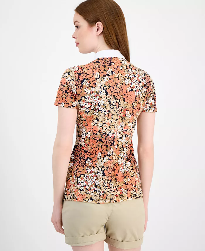 Tommy Hilfiger Women's Floral-Print Polo Shirt Women's Fashion Shoes & Accessories