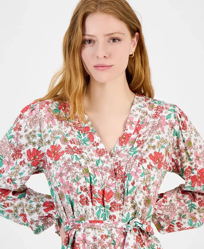 Tommy Hilfiger Women's Floral-Print Shirtdress Women's Fashion Shoes & Accessories