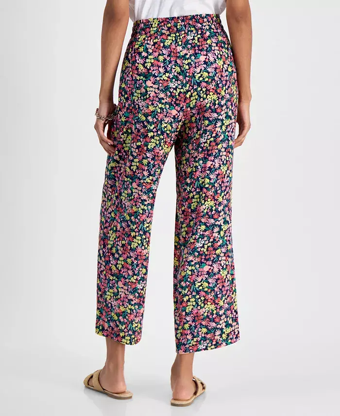 Tommy Hilfiger Women's Floral-Print Wide-Leg Pull-On Pants Women's Fashion Shoes & Accessories