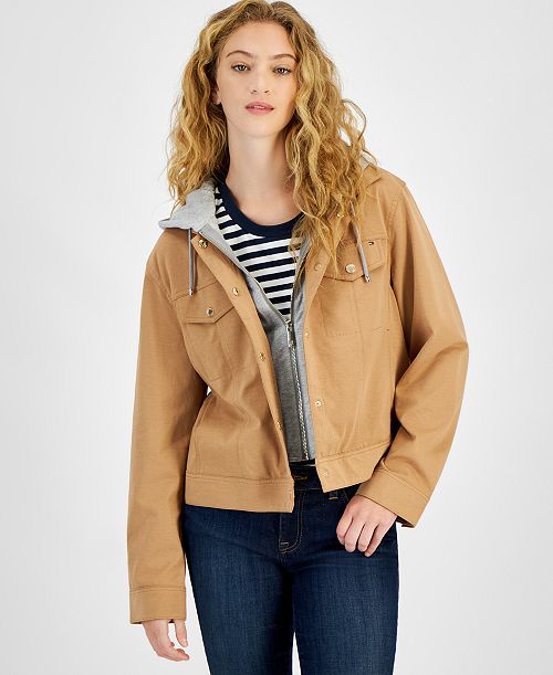 Tommy Hilfiger Women's Hooded Track Jacket Women's Fashion Shoes & Accessories