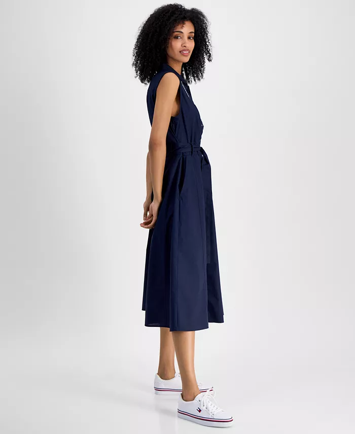 Tommy Hilfiger Women's Lace-Detail Cotton Shirt Dress Women's Fashion Shoes & Accessories