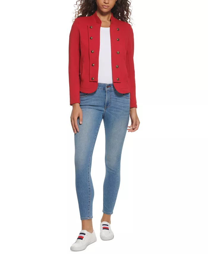 Tommy Hilfiger Women's Military Band Jacket Women's Fashion Shoes & Accessories