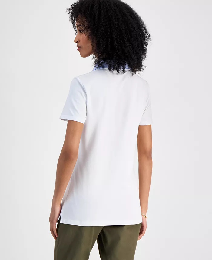 Tommy Hilfiger Women's Mixed Media Cornell Polo Shirt Women's Fashion Shoes & Accessories