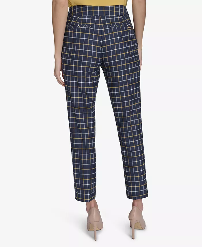 Tommy Hilfiger Women's Plaid-Print Slim-Fit Ankle Pants Women's Fashion Shoes & Accessories