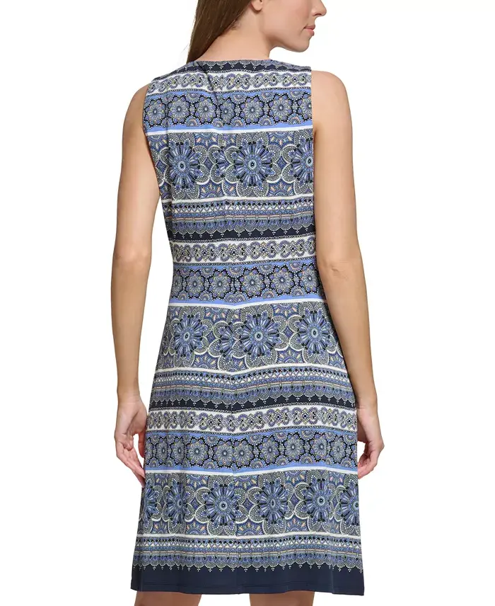 Tommy Hilfiger Women's Printed Jersey Sleeveless Dress Women's Fashion Shoes & Accessories