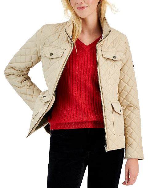 Tommy Hilfiger Women's Quilted Zip-Up Jacket Women's Fashion Shoes & Accessories