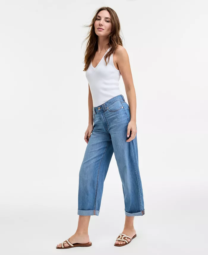 Tommy Hilfiger Women's Relaxed-Fit Utility Chambray Jeans Women's Fashion Shoes & Accessories