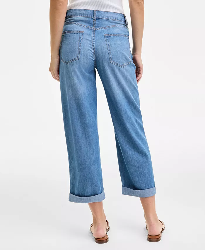 Tommy Hilfiger Women's Relaxed-Fit Utility Chambray Jeans Women's Fashion Shoes & Accessories