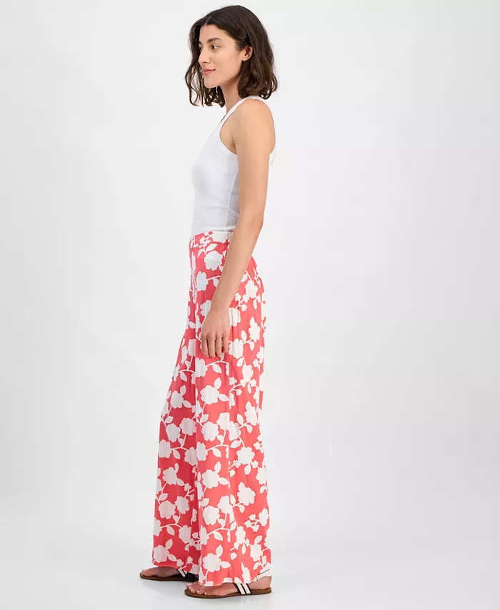 Tommy Hilfiger Women's Riviera Floral Wide-Leg Pants Women's Fashion Shoes & Accessories