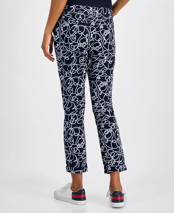 Tommy Hilfiger Women's Rope-Print Hampton Chino Pants Women's Fashion Shoes & Accessories