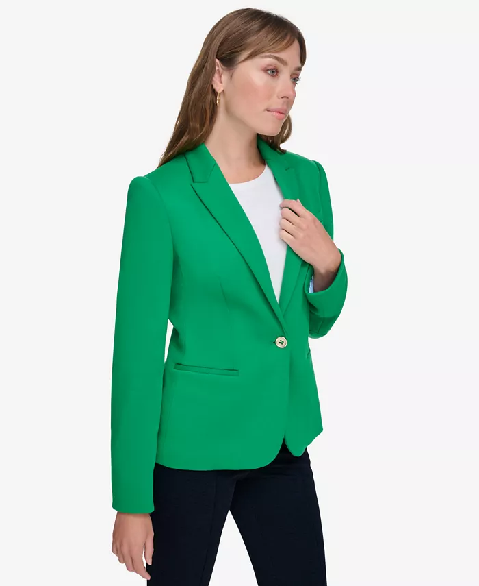 Tommy Hilfiger Women's Scuba Peak-Lapel Long-Sleeve Blazer Women's Fashion Shoes & Accessories