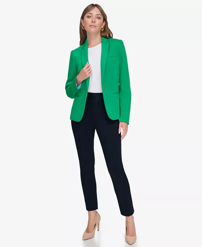 Tommy Hilfiger Women's Scuba Peak-Lapel Long-Sleeve Blazer Women's Fashion Shoes & Accessories