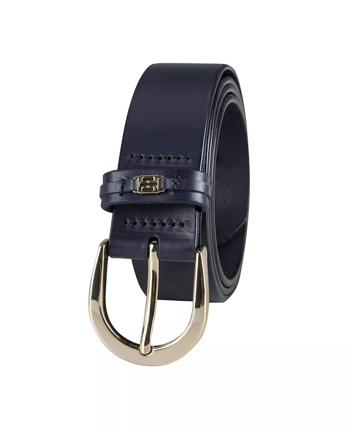 Tommy Hilfiger Women's Signature Leather Jean Belt Women's Fashion Shoes & Accessories