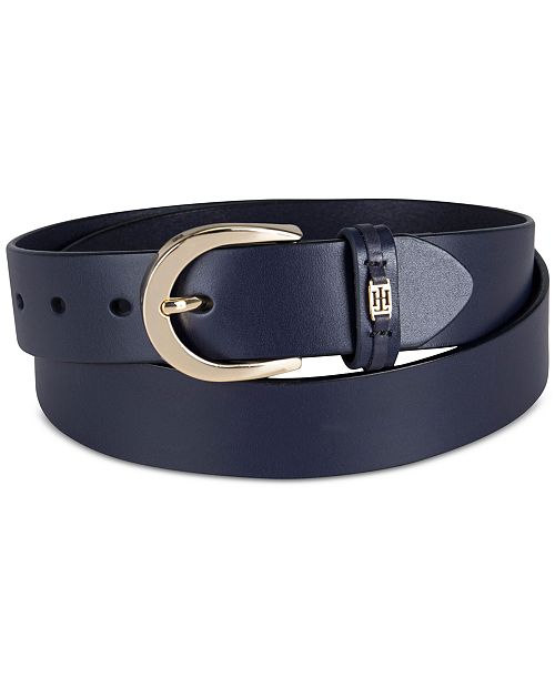 Tommy Hilfiger Women's Signature Leather Jean Belt Women's Fashion Shoes & Accessories