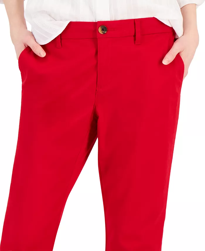 Tommy Hilfiger Women's TH Flex Hampton Cuffed Chino Straight-Leg Pants Created For Macy's Women's Fashion Shoes & Accessories