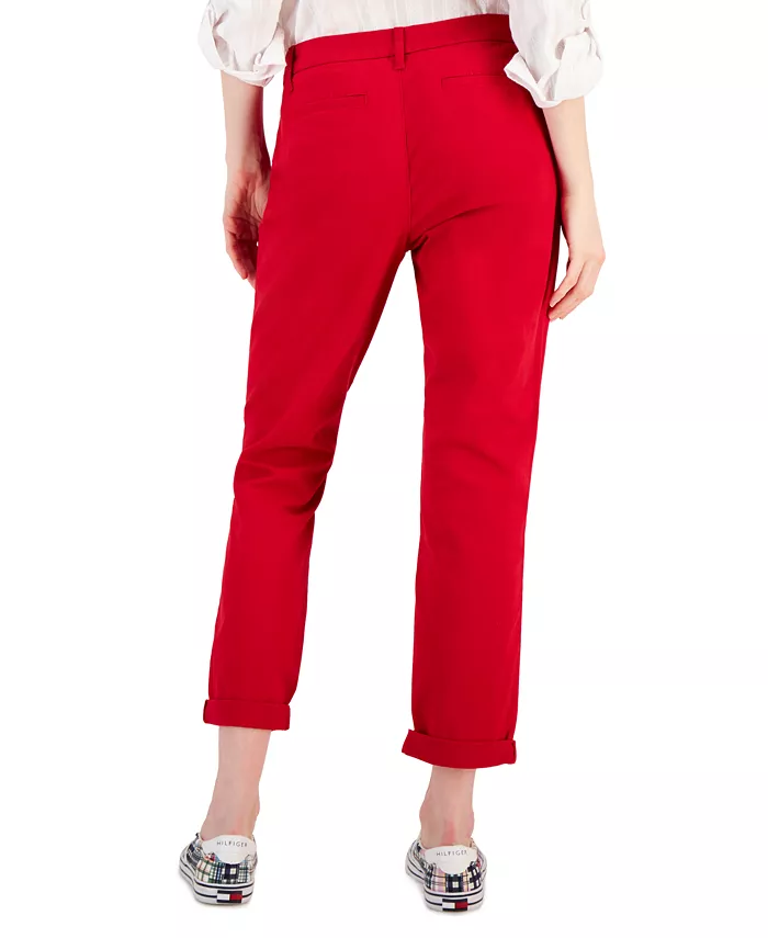 Tommy Hilfiger Women's TH Flex Hampton Cuffed Chino Straight-Leg Pants Created For Macy's Women's Fashion Shoes & Accessories