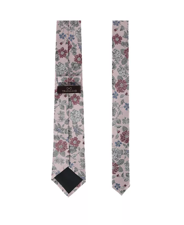 TRAFALGAR Men's Nico Subtle Vine And Flower Patterned Silk Necktie Men's Fashion & Accessories