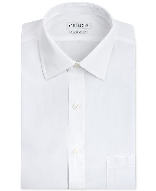 Van Heusen Men's Classic-Fit White Poplin Dress Shirt Men's Fashion & Accessories