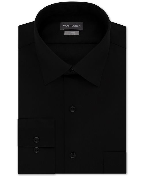 Van Heusen Men's Fitted Stretch Wrinkle Free Sateen Solid Dress Shirt Men's Fashion & Accessories
