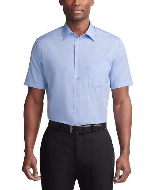 Van Heusen Poplin Solid Short-Sleeve Dress Shirt Men's Fashion & Accessories