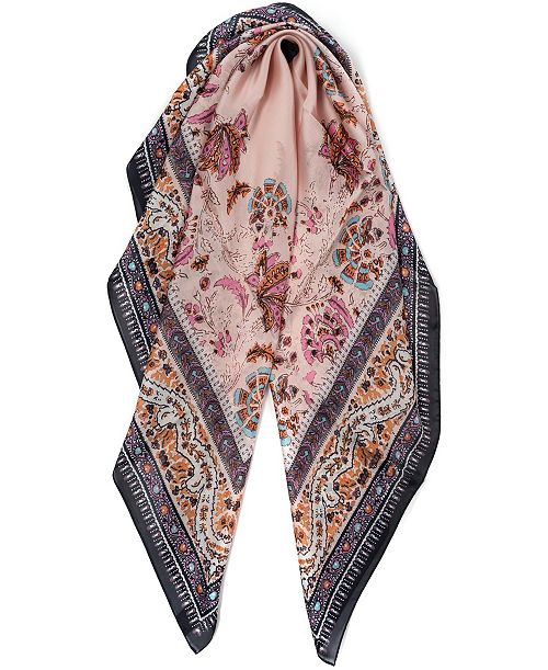 Vince Camuto Block Print Floral Square Scarf Women's Fashion Shoes & Accessories