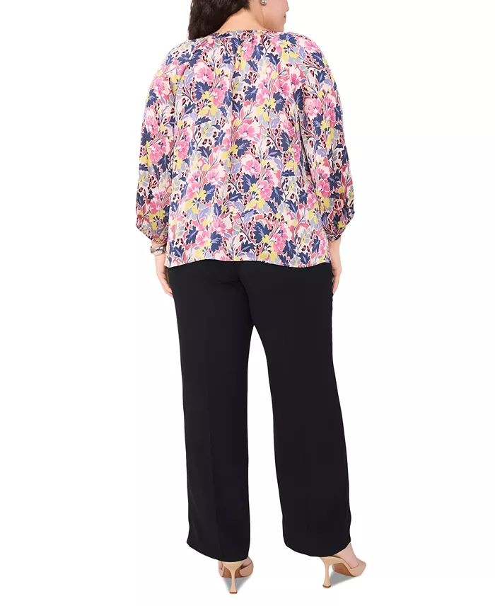 Vince Camuto Plus Size Printed Raglan-Sleeve Blouse Women's Fashion Shoes & Accessories