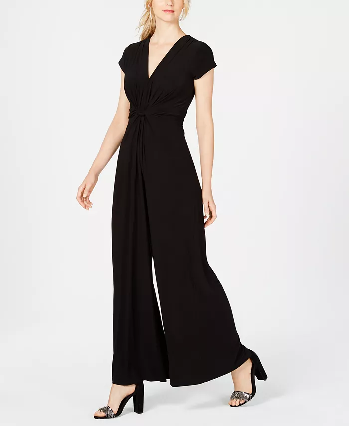 Vince Camuto Twist-Front Plunge Jumpsuit Women's Fashion Shoes & Accessories