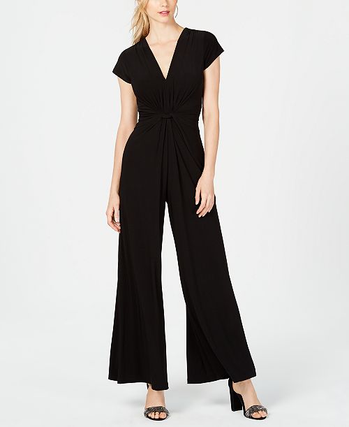 Vince Camuto Twist-Front Plunge Jumpsuit Women's Fashion Shoes & Accessories