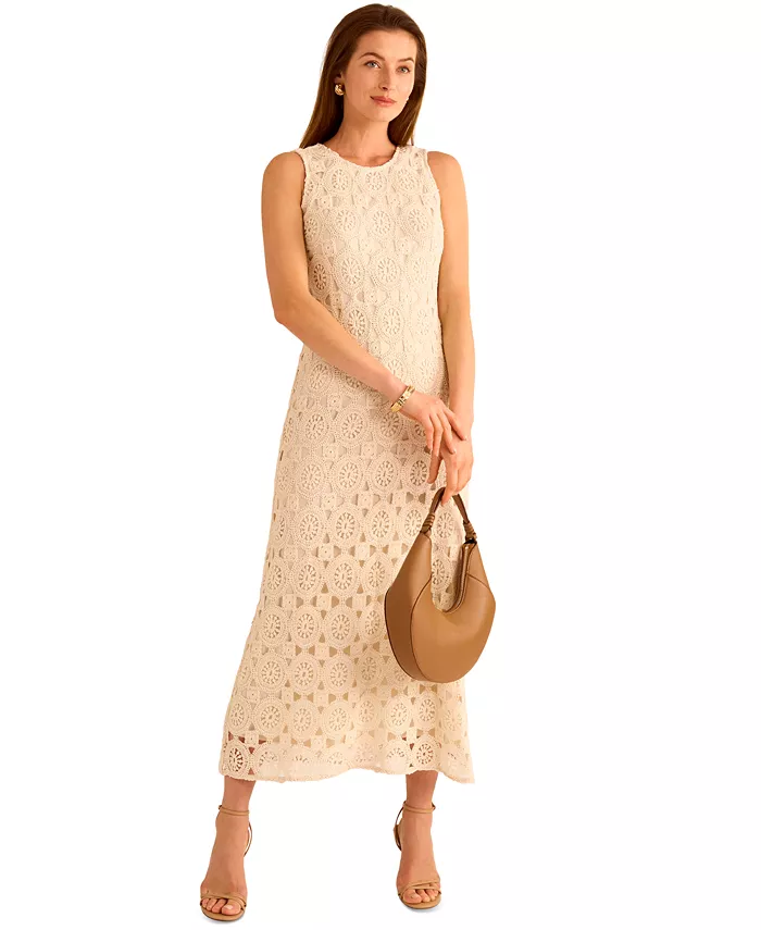 Vince Camuto Women's Crochet Maxi Tank Dress Women's Fashion Shoes & Accessories