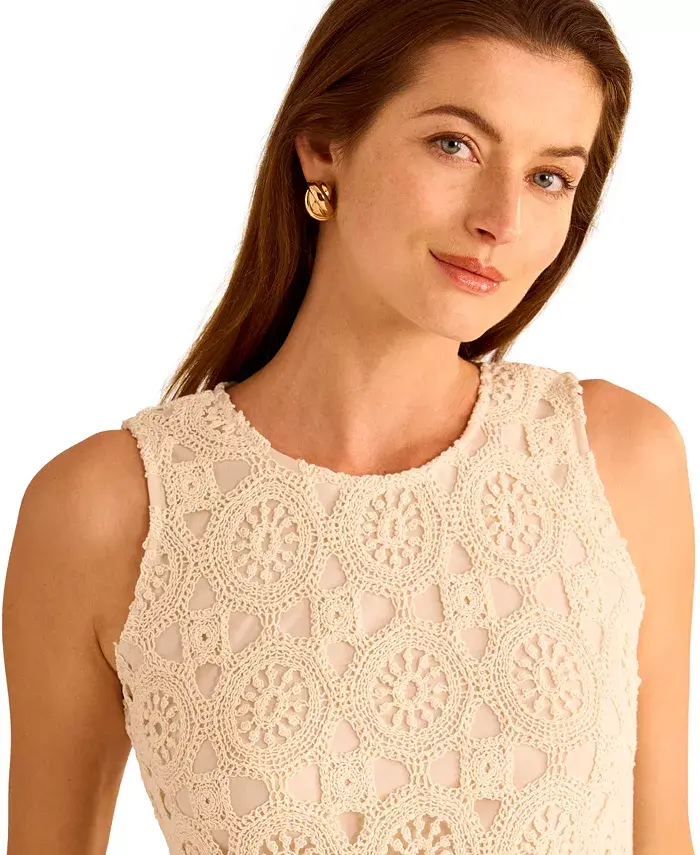 Vince Camuto Women's Crochet Maxi Tank Dress Women's Fashion Shoes & Accessories