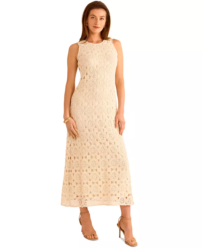 Vince Camuto Women's Crochet Maxi Tank Dress Women's Fashion Shoes & Accessories