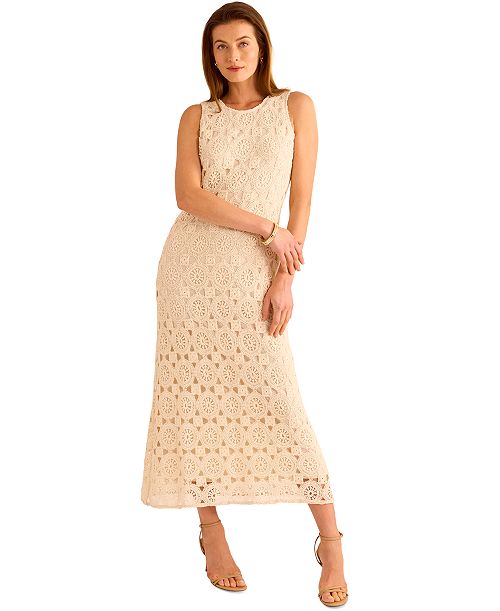 Vince Camuto Women's Crochet Maxi Tank Dress Women's Fashion Shoes & Accessories
