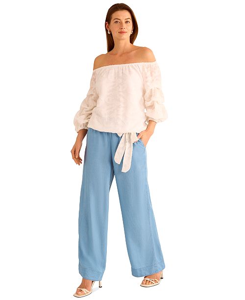 Vince Camuto Women's Drawstring Wide-Leg Pants Women's Fashion Shoes & Accessories