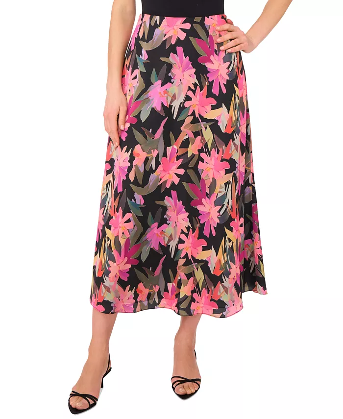 Vince Camuto Women's Floral Bias Midi Slip Skirt Women's Fashion Shoes & Accessories