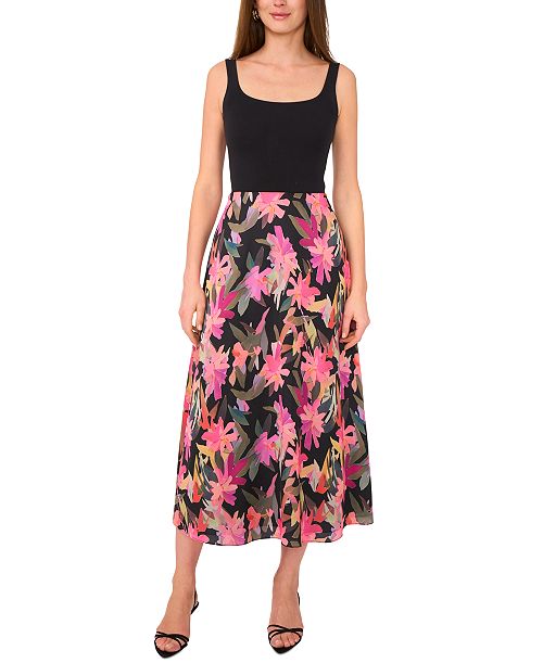Vince Camuto Women's Floral Bias Midi Slip Skirt Women's Fashion Shoes & Accessories
