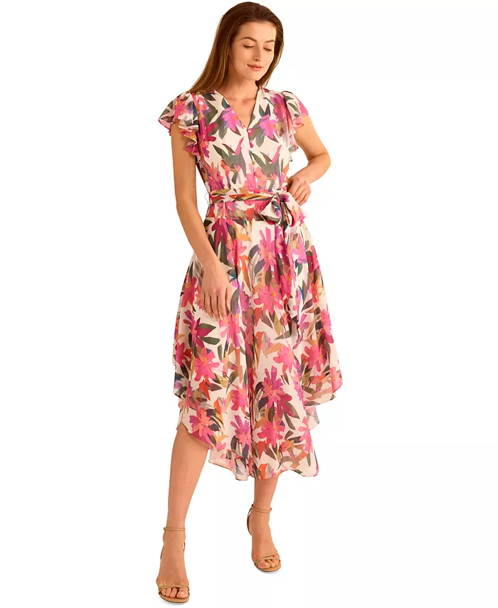 Vince Camuto Women's Floral-Print A-Line Dress Women's Fashion Shoes & Accessories